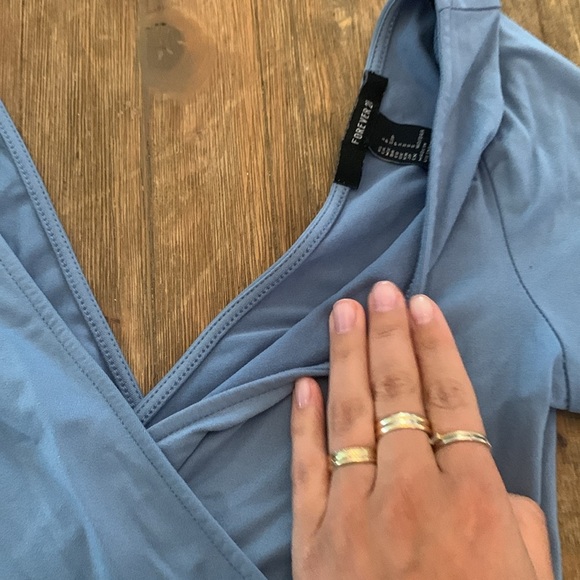 Gray Blue Wrap Style A Line Dress Long Sleeve Forever 21 Small - Picture 4 of 5